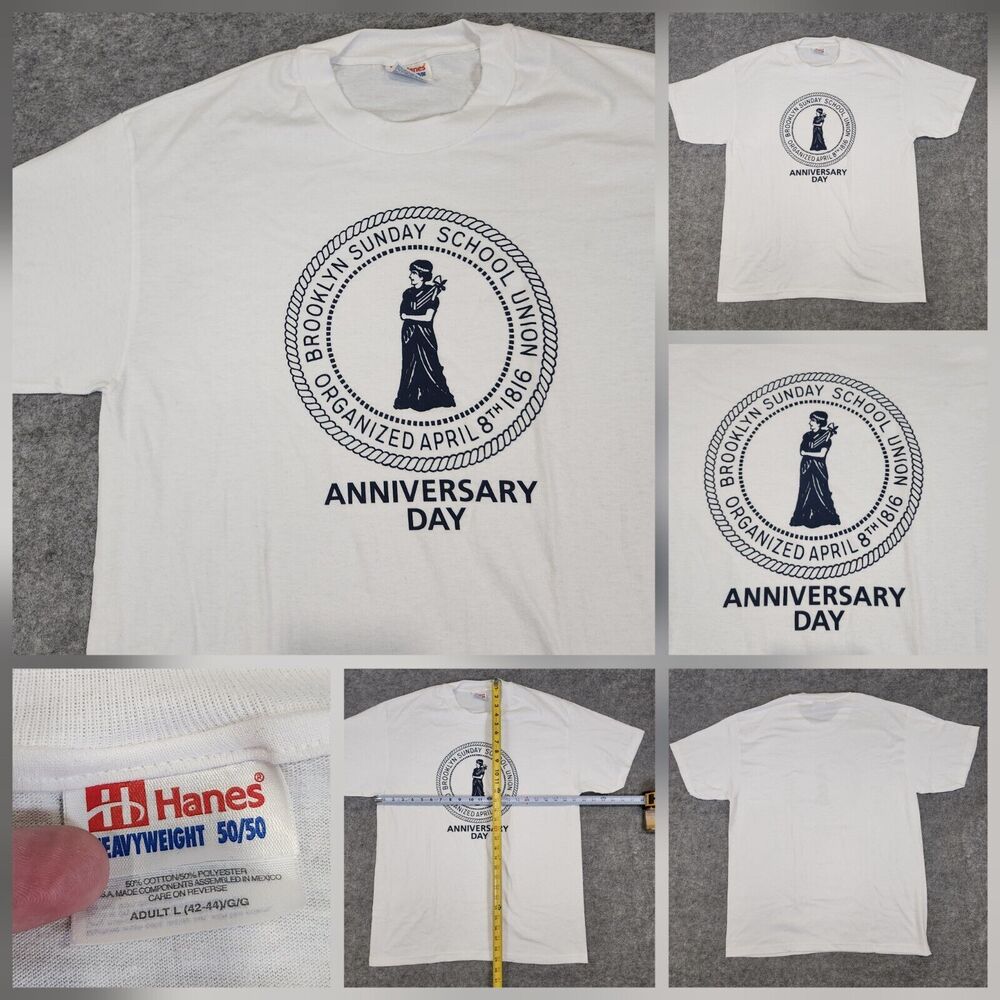 VTG Y2K 2000s Brooklyn Sunday School‎ Union Adult L Large Anniversary T Shirt